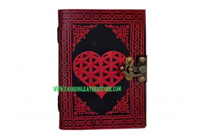 leather journal Love Heart Celtic Design Natural Looking Shadow Leather Journal